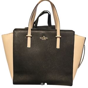 Kate Spade ♠️ Black and Cream CEDAR STREET Tote Bag Satchel Guc